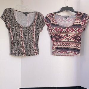 (2) About A Girl Short Sleeve Crop Tees small